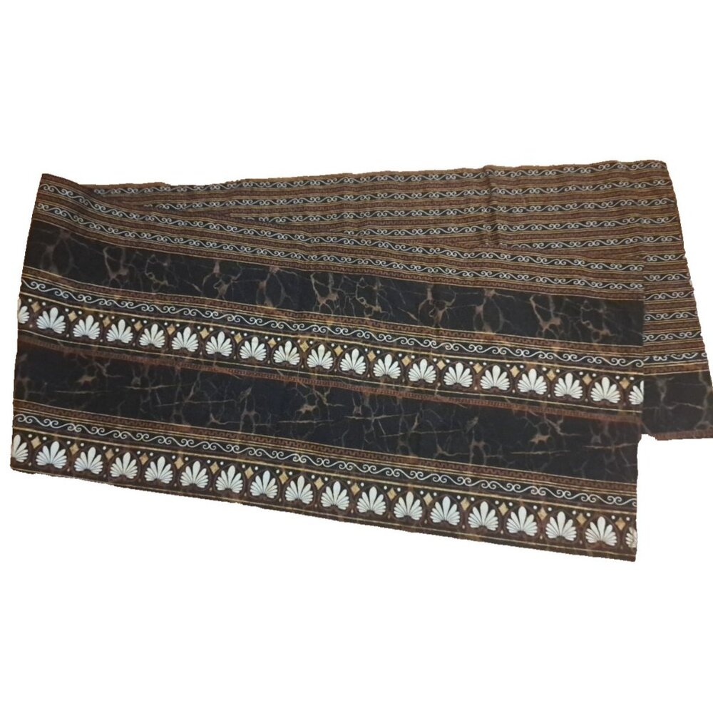 Vintage Pouf Valance Balloon Fleur De Lis Brown Black Marble 1990s Elegant 15x67